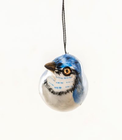 Handcrafted Wooden Blue Jay Single Christmas Tree Hanging Decoration – Eco-friendly