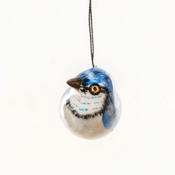 Handcrafted Wooden Blue Jay Single Christmas Tree Hanging Decoration – Eco-friendly